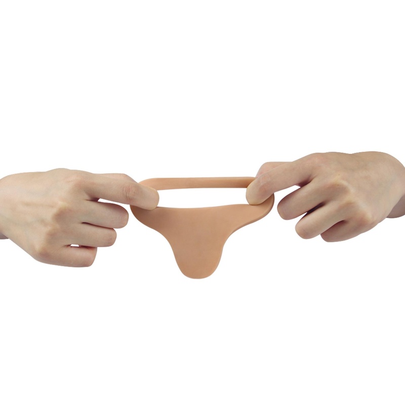 Dildo The Ultra Soft Double 18 cm w kolorze jasnobrązowym z pierścieniem erekcyjnym - 5