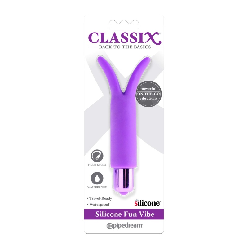 Wibrator łechtaczkowy Silicone Fun Vibe Purple - silikonowy stymulator z 3 prędkościami i wodoodporną obudową, długość 15 cm, śr - 2