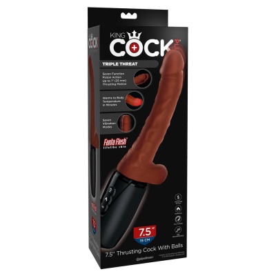Wibrator realistyczny King Cock Plus 7.5 Thrusting z jądrami, funkcja pchnięć i podgrzewania, 29,7 cm - 1