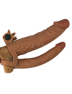 Add 2"" Pleasure X Tender Vibrating Double Penis Sleeve 2