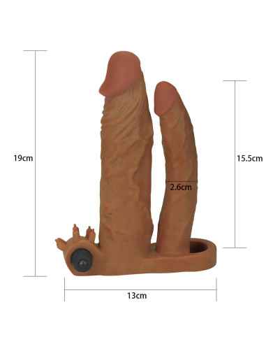 Add 2"" Pleasure X Tender Vibrating Double Penis Sleeve
