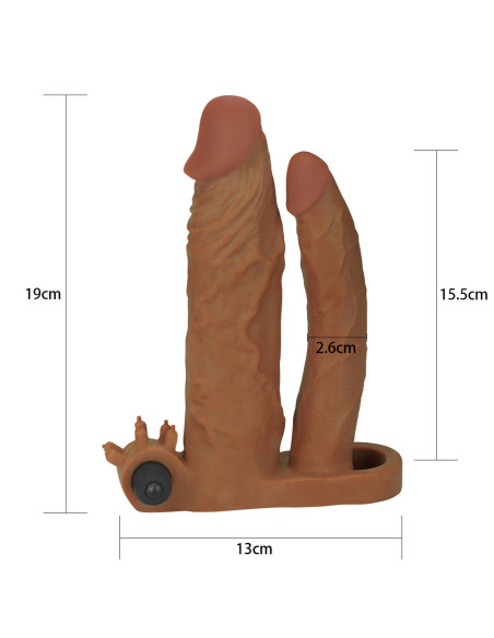 Add 2"" Pleasure X Tender Vibrating Double Penis Sleeve