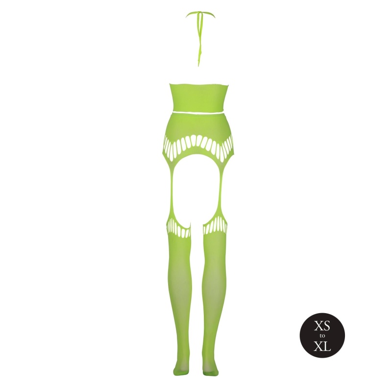Two Piece with Crop Top and Stockings - Green - 7