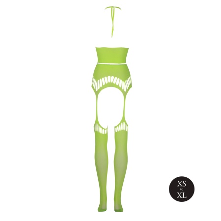 Two Piece with Crop Top and Stockings - Green - 7