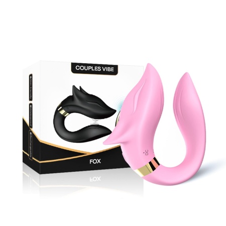 Wibrator dwustronny dla par Fox light pink - silikon medyczny i ABS, 9 trybów wibracji, 92 × 75 × 35 mm - 5