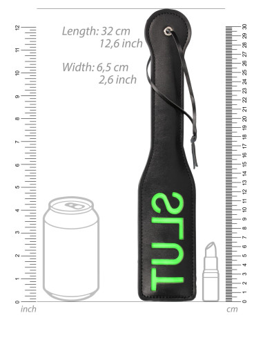 'Slut'' Paddle - Glow in the Dark - Black/Neon Green