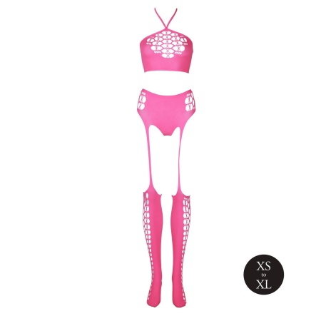 Two Piece with Crop Top and Stockings - Pink - 6