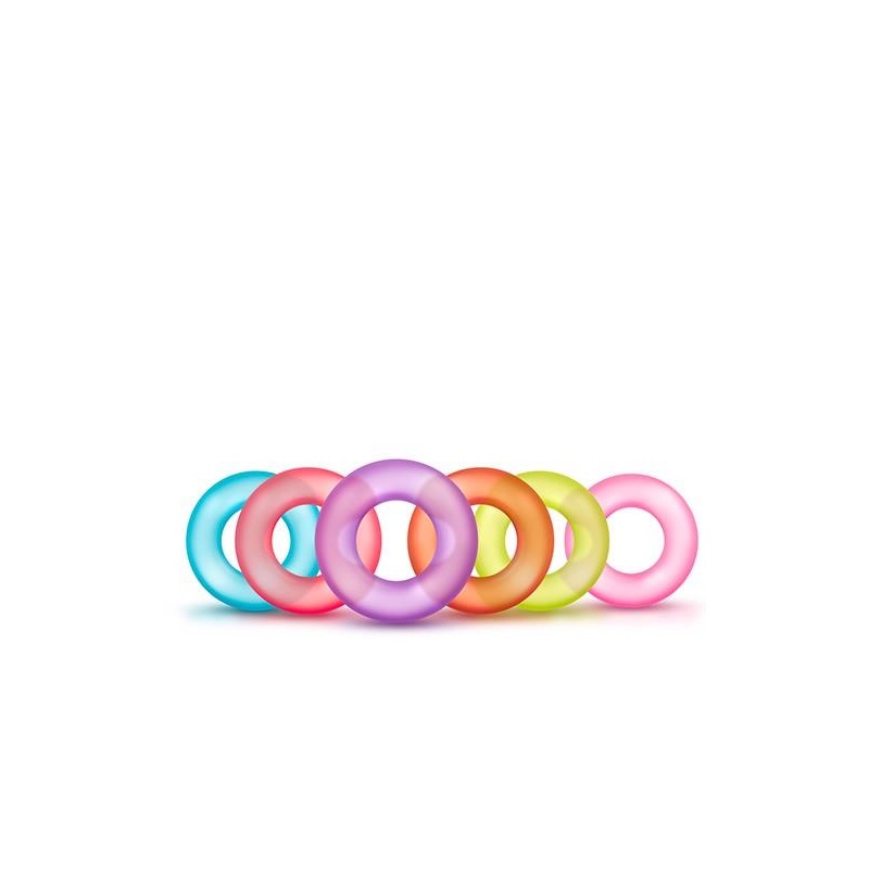 Pierścienie na penisa King of the Ring 6-Pack - Elastomer TPE, szerokość 3,5 cm - 5