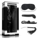 Zestaw Deluxe Bondage 4w1 - kulka 4 cm, flogger 25 cm - czarny - 1