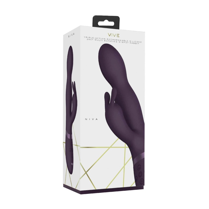Wibrator królik Niva 360degrees Rabbit Purple - obrotowa stymulacja punktu G i łechtaczki, 3 silniki, długość 21,5 cm - 1