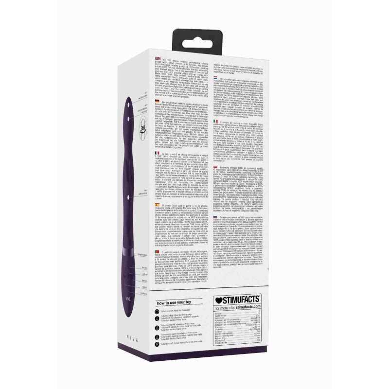 Wibrator królik Niva 360degrees Rabbit Purple - obrotowa stymulacja punktu G i łechtaczki, 3 silniki, długość 21,5 cm - 3
