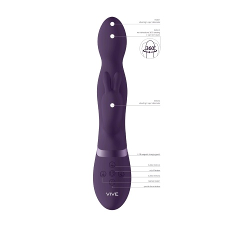Wibrator królik Niva 360degrees Rabbit Purple - obrotowa stymulacja punktu G i łechtaczki, 3 silniki, długość 21,5 cm - 5