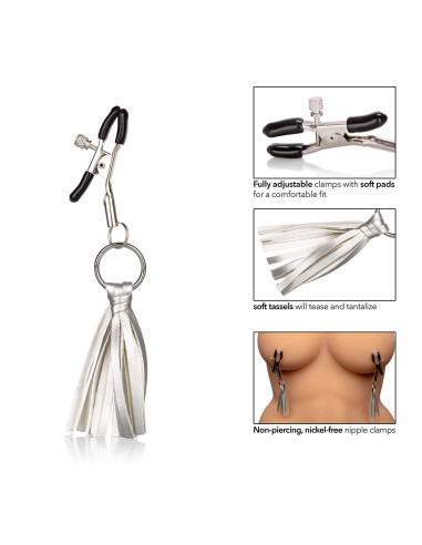 Playful Tassels Nipple Clamps Silver