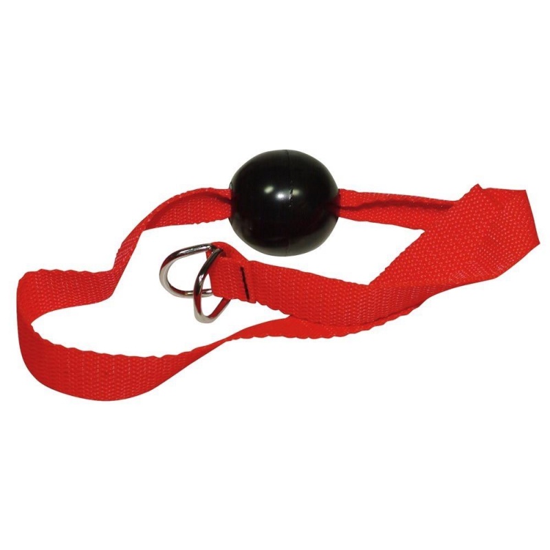 Zestaw do bondage Bad Kitty Red Giant – 8 elementów: wyściełane mankiety 34 × 5 cm, knebel kulkowy 4 cm i pas mocujący 143 cm - 6