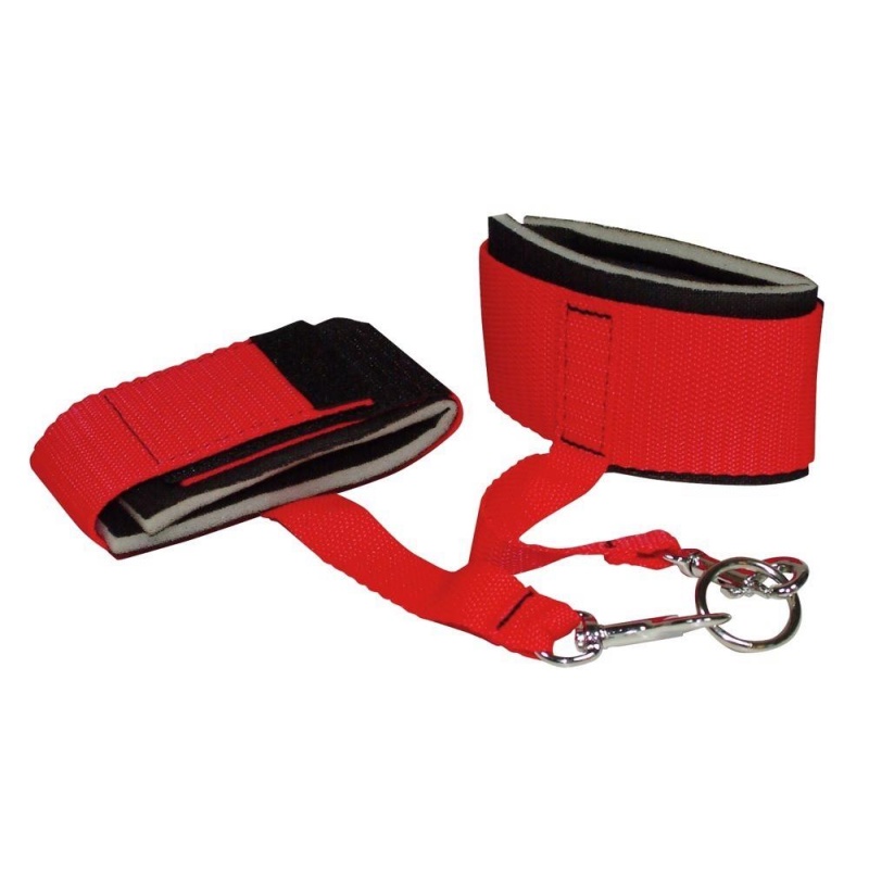 Zestaw do bondage Bad Kitty Red Giant – 8 elementów: wyściełane mankiety 34 × 5 cm, knebel kulkowy 4 cm i pas mocujący 143 cm - 9