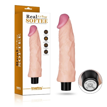 Wibrator Real Softee 20,3 cm Beżowy z Wibracjami - 8