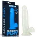 Dildo z przyssawką Lumino Play 19 cm niebieski TPE świecący w ciemności - 1