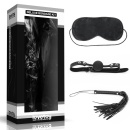 Zestaw BDSM Deluxe Bondage – knebel, pejcz i maska (czarny) - 1