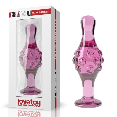 Szklany plug analny Glass Romance Pink 4.5" (11,4 cm) różowy z wypustkami - 1