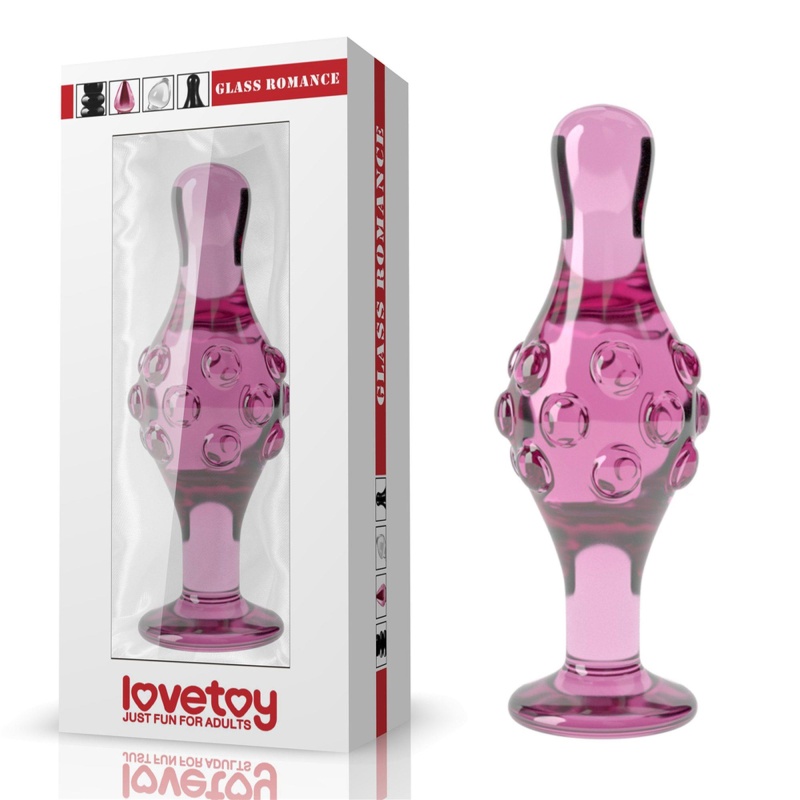 Szklany plug analny Glass Romance Pink 4.5" (11,4 cm) różowy z wypustkami - 1