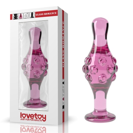 Szklany plug analny Glass Romance Pink 4.5" (11,4 cm) różowy z wypustkami - 1