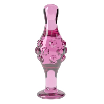 Szklany plug analny Glass Romance Pink 4.5" (11,4 cm) różowy z wypustkami - 1 2
