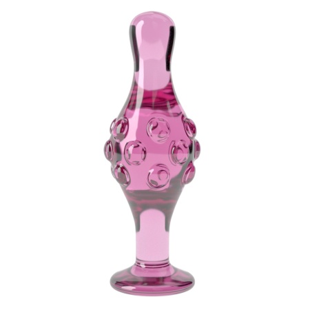 Szklany plug analny Glass Romance Pink 4.5" (11,4 cm) różowy z wypustkami - 2