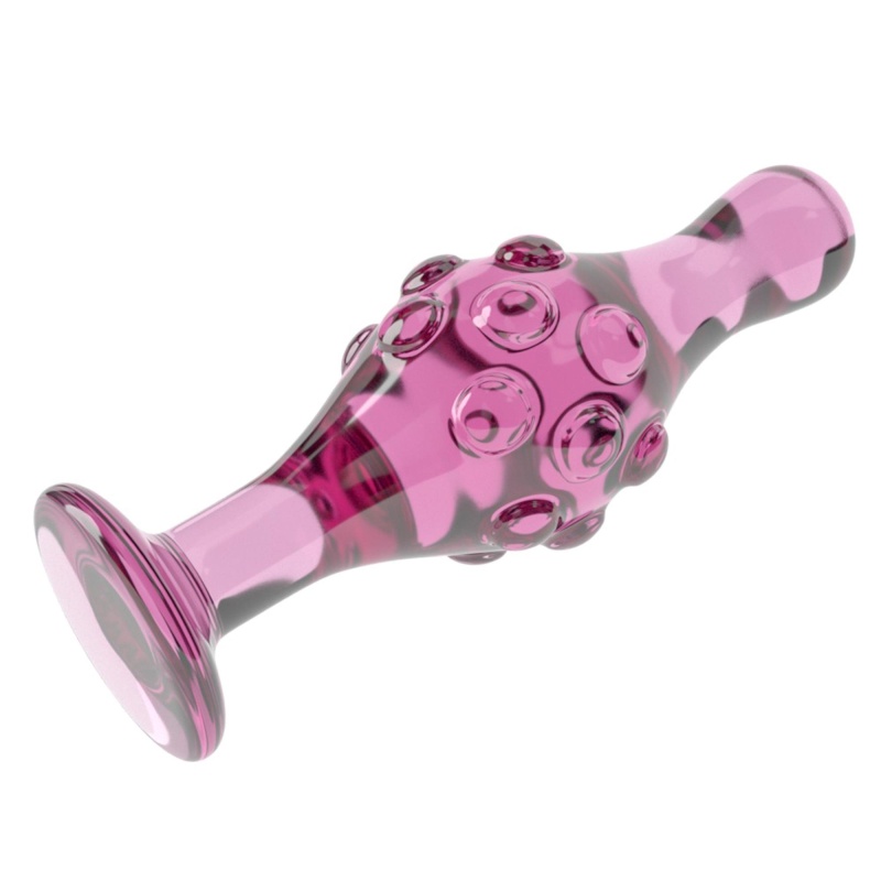 Szklany plug analny Glass Romance Pink 4.5" (11,4 cm) różowy z wypustkami - 3