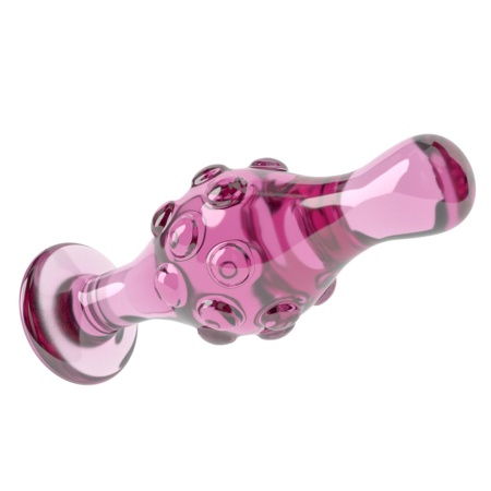 Szklany plug analny Glass Romance Pink 4.5" (11,4 cm) różowy z wypustkami - 4