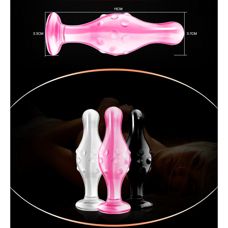 Szklany plug analny Glass Romance Pink 4.5" (11,4 cm) różowy z wypustkami - 8