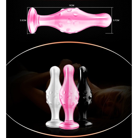 Szklany plug analny Glass Romance Pink 4.5" (11,4 cm) różowy z wypustkami - 8