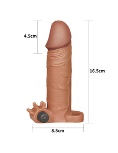 Add 2"" Pleasure X Tender Vibrating Penis Sleeve Brown 2