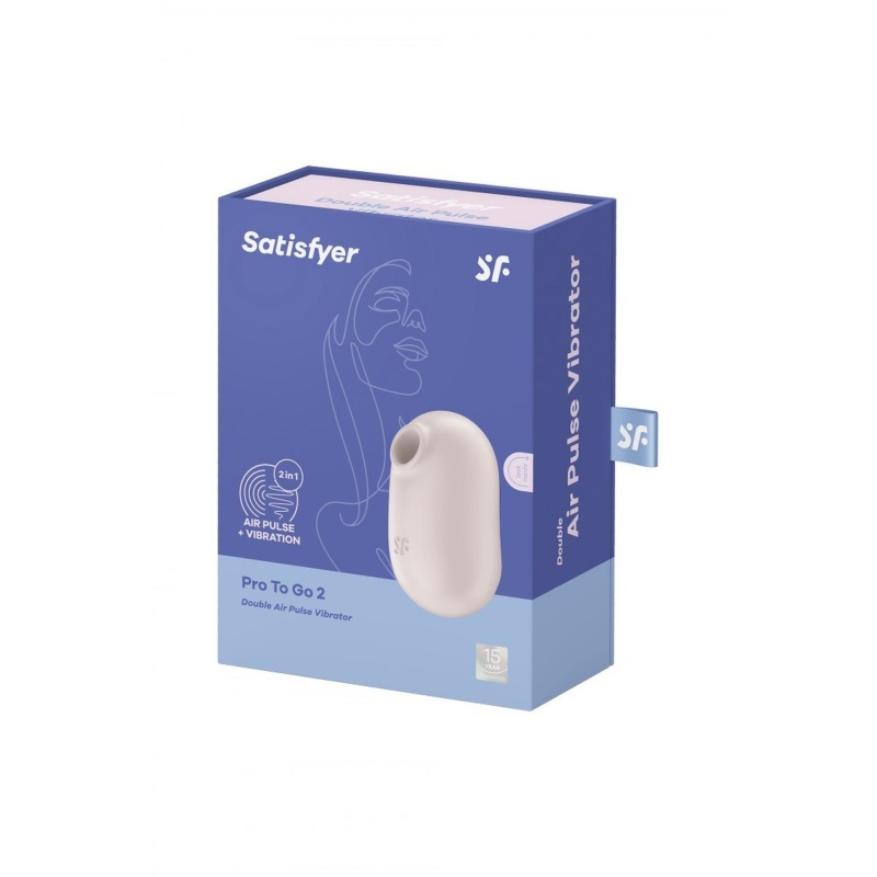 Stymulator łechtaczki Pro To Go 2 beige - fale powietrzne i wibracja, długość 9 cm, dysza 1,9 cm - 1