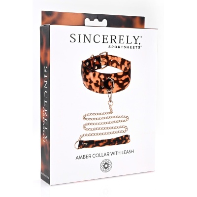SPORTSHEETS AMBER COLLAR AND LEASH - 1