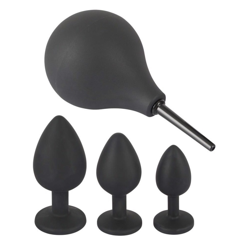 Anal Kit – zestaw 3 korków analnych z kryształkami i gruszką higieniczną 224 ml, Ø 2,7–4,2 cm - 3
