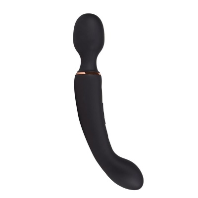 Masażer dwufunkcyjny 2w1 Gia Black - głowica wand i wibrator G-spot, silikon UltraSilk, 24,1 cm - 1 2