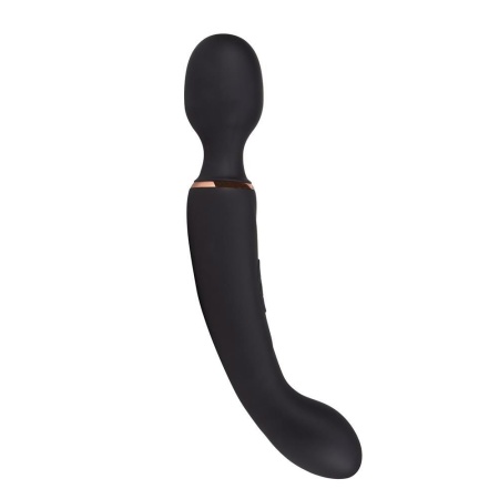 Masażer dwufunkcyjny 2w1 Gia Black - głowica wand i wibrator G-spot, silikon UltraSilk, 24,1 cm - 2