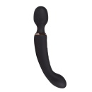 Masażer dwufunkcyjny 2w1 Gia Black - głowica wand i wibrator G-spot, silikon UltraSilk, 24,1 cm - 2