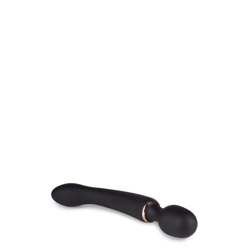 Masażer dwufunkcyjny 2w1 Gia Black - głowica wand i wibrator G-spot, silikon UltraSilk, 24,1 cm - 4