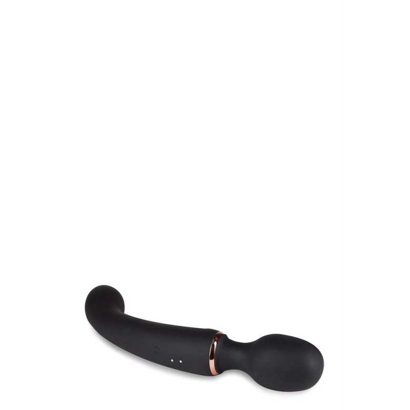 Masażer dwufunkcyjny 2w1 Gia Black - głowica wand i wibrator G-spot, silikon UltraSilk, 24,1 cm - 5
