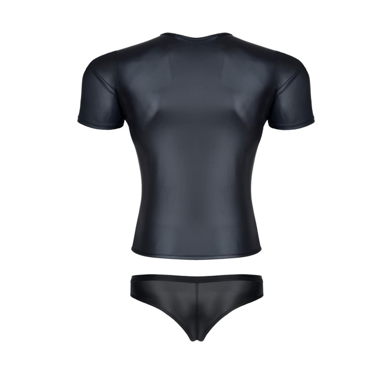 męski komplet z wetlooka: t-shirt w serek figi typu brazyliany - 6
