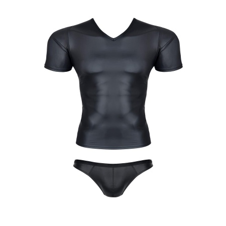 męski komplet z wetlooka: t-shirt w serek figi typu brazyliany - 7