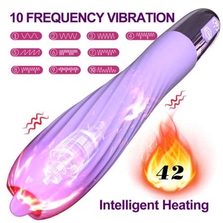 Wibrator Silicone Vibrator USB - 10 trybów wibracji, funkcja ogrzewania, ruchomy stymulator punktu G, smukła cylindryczna konstr - 3