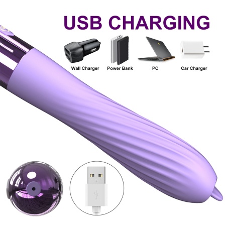 Wibrator Silicone Vibrator USB - 10 trybów wibracji, funkcja ogrzewania, ruchomy stymulator punktu G, smukła cylindryczna konstr - 6