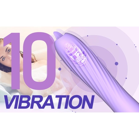 Wibrator Silicone Vibrator USB - 10 trybów wibracji, funkcja ogrzewania, ruchomy stymulator punktu G, smukła cylindryczna konstr - 9