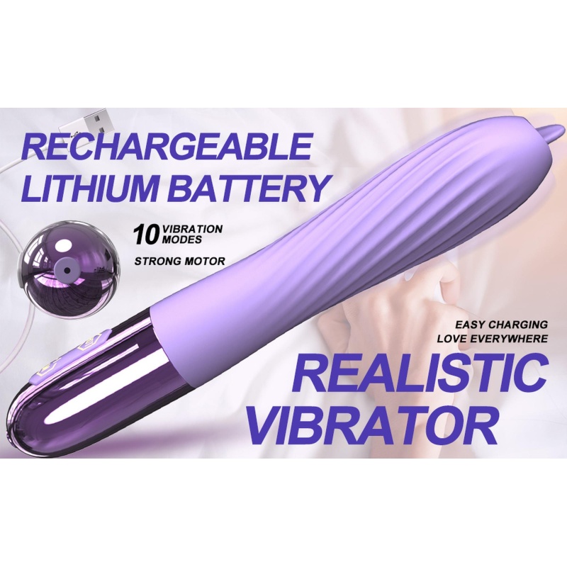 Wibrator Silicone Vibrator USB - 10 trybów wibracji, funkcja ogrzewania, ruchomy stymulator punktu G, smukła cylindryczna konstr - 10