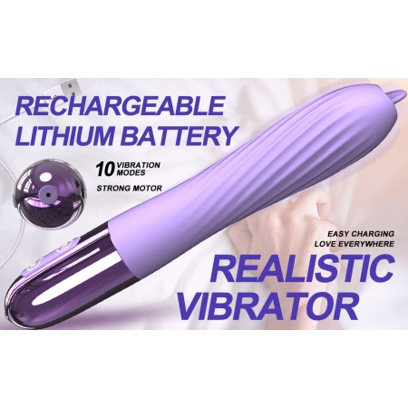 Wibrator Silicone Vibrator USB - 10 trybów wibracji, funkcja ogrzewania, ruchomy stymulator punktu G, smukła cylindryczna konstr - 10