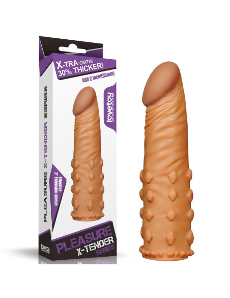 Add 2"" Pleasure X Tender Penis Sleeve Brown