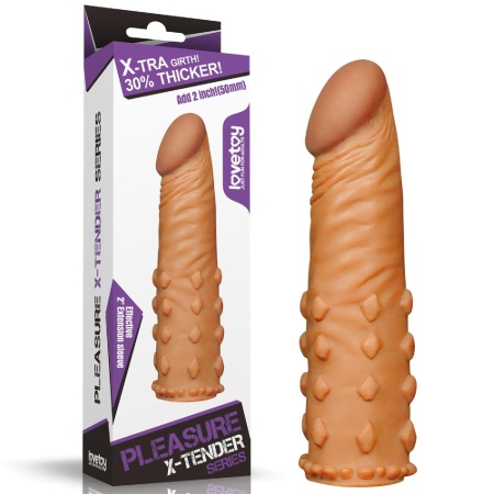 Nakładka na penisa Pleasure X Tender 18 cm Brązowa - 1
