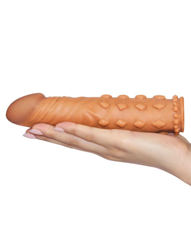 Add 2"" Pleasure X Tender Penis Sleeve Brown